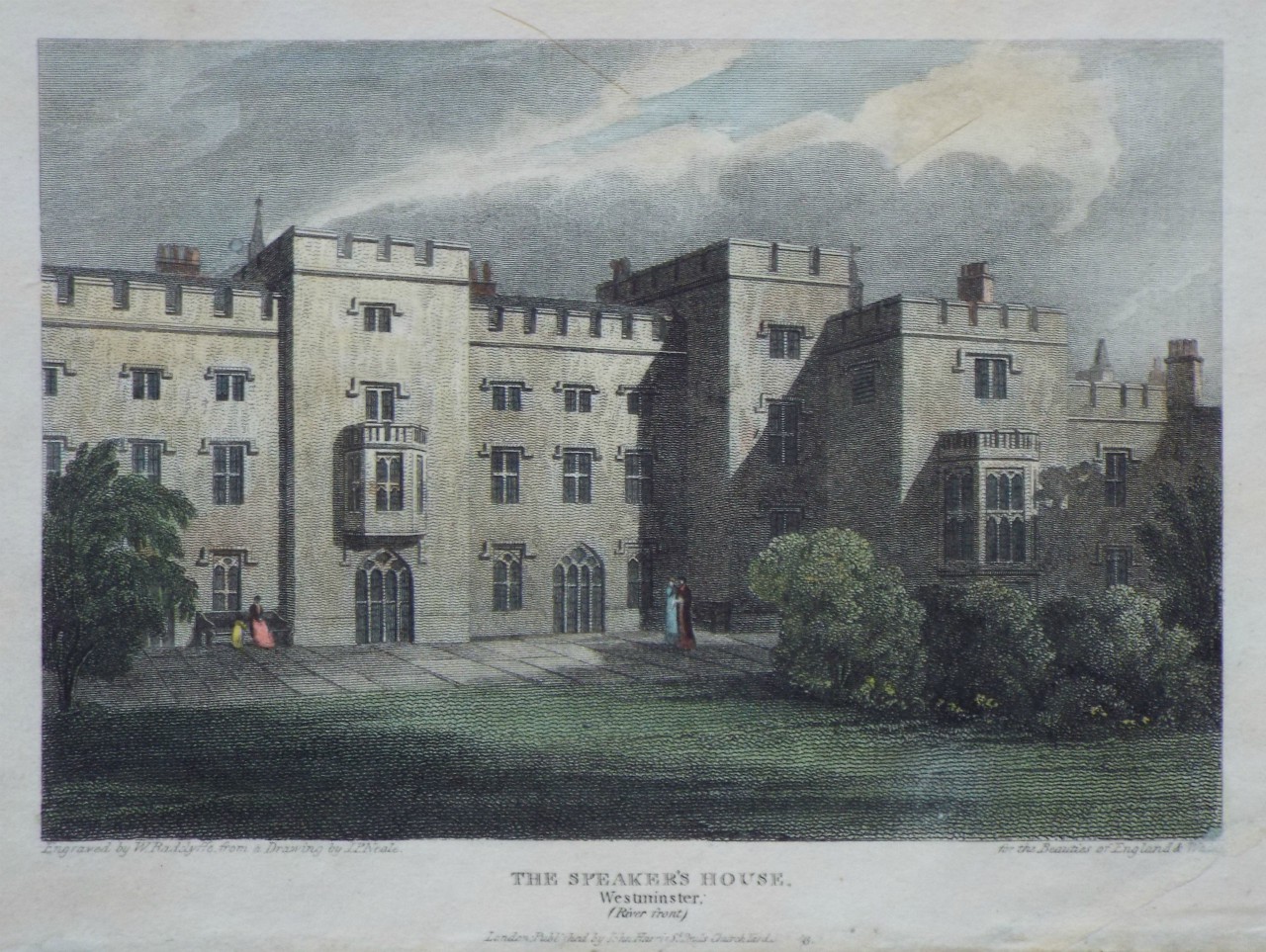 Print - The Speaker's House, Westminster. (River front) - Radclyffe